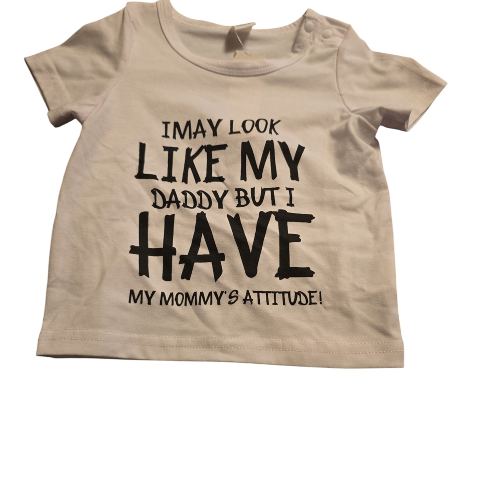 Graphic Baby Tee - White with Black Text